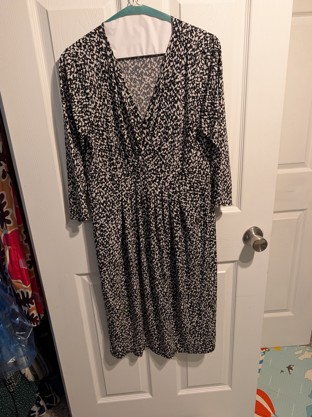 Black & White Printed Wrap-Style Women's Dress